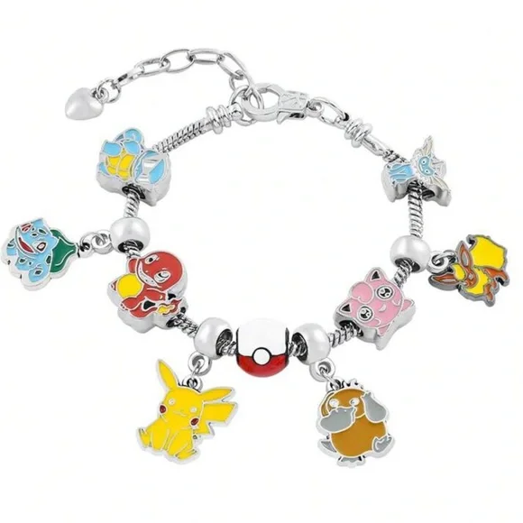 ✨3for$38 New 9 Charm Pokémon Character Silver Enamel Charm Bracelet ~ Pokémon - Picture 7 of 14